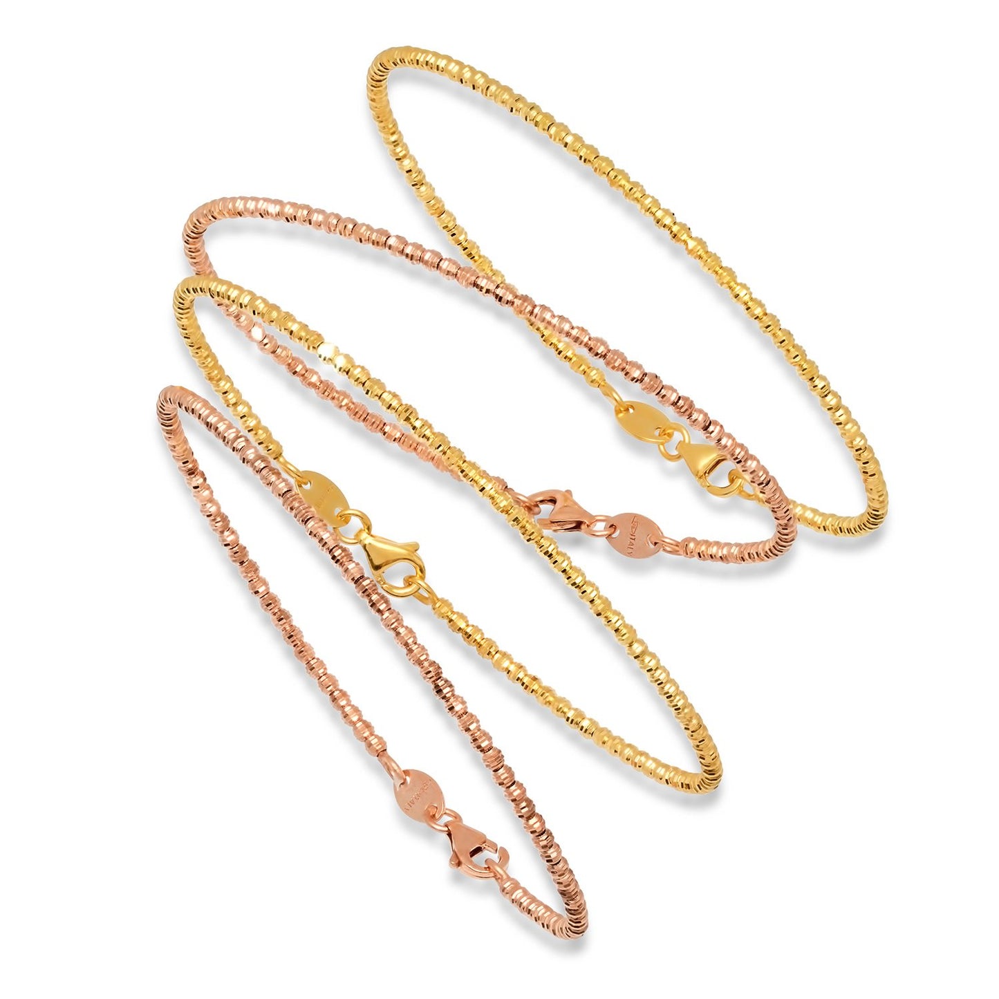 LUCY MALIKA DIAMOND CUT BEAD STACKER BANGLE BRACELET