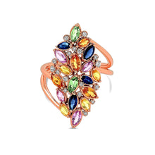 Load image into Gallery viewer, LUCY MALIKA FORTUNA RAINBOW SAPPHIRE STATEMENT RING