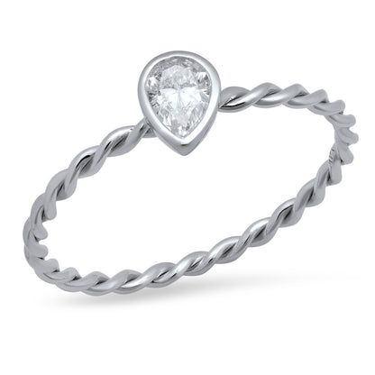 LUCY BRIDAL NAVETTE TWISTED PEAR STACKER