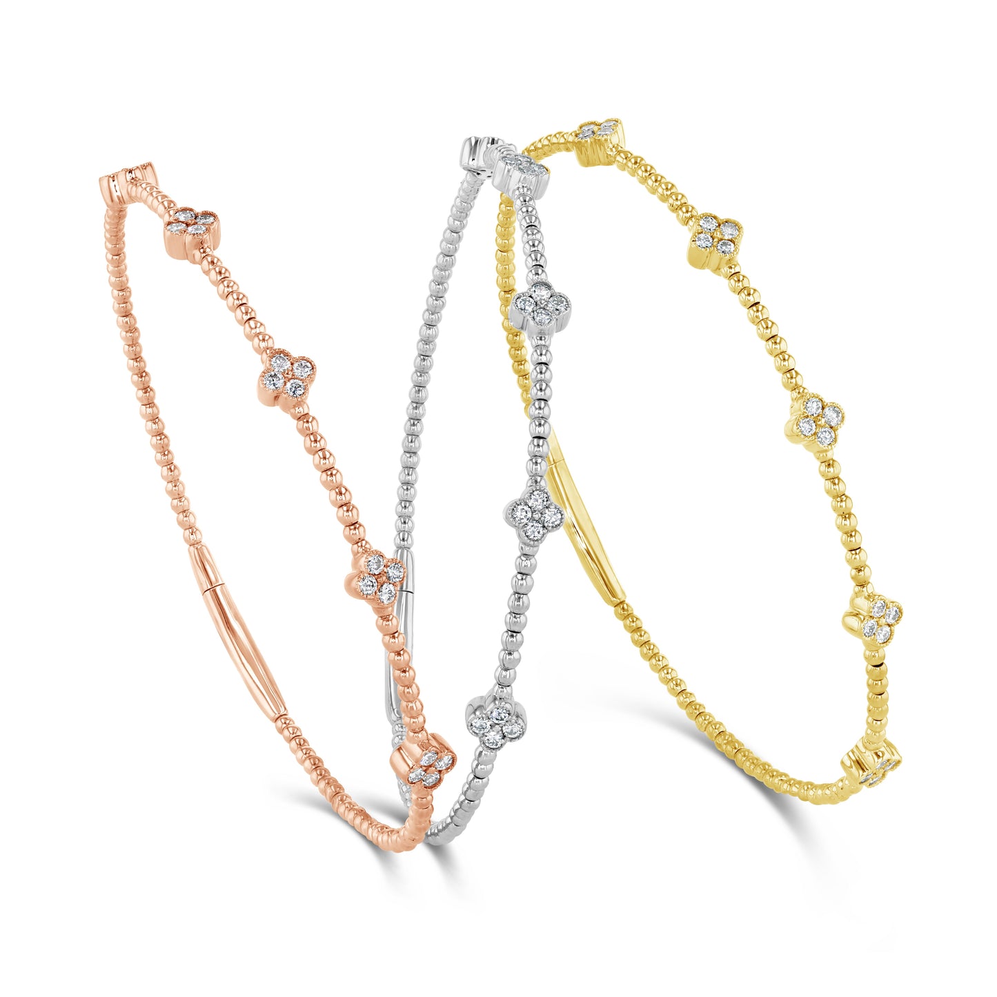 LUCY MALIKA FLOWER DIAMOND BANGLE BRACELET