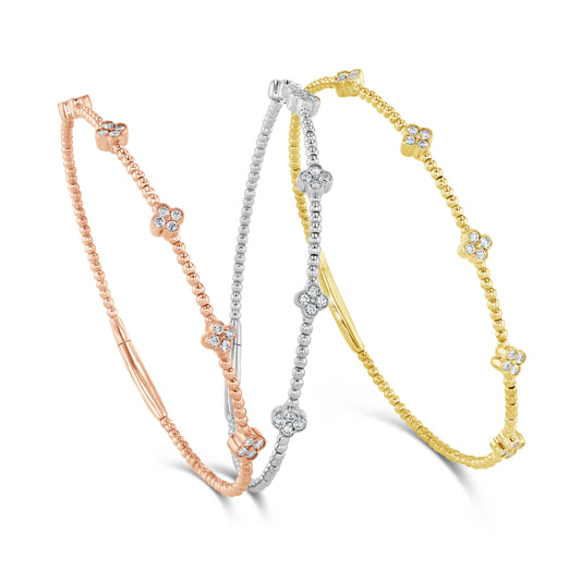LUCY MALIKA FLOWER DIAMOND BANGLE BRACELET