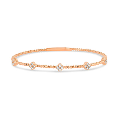LUCY MALIKA FLOWER DIAMOND BANGLE BRACELET