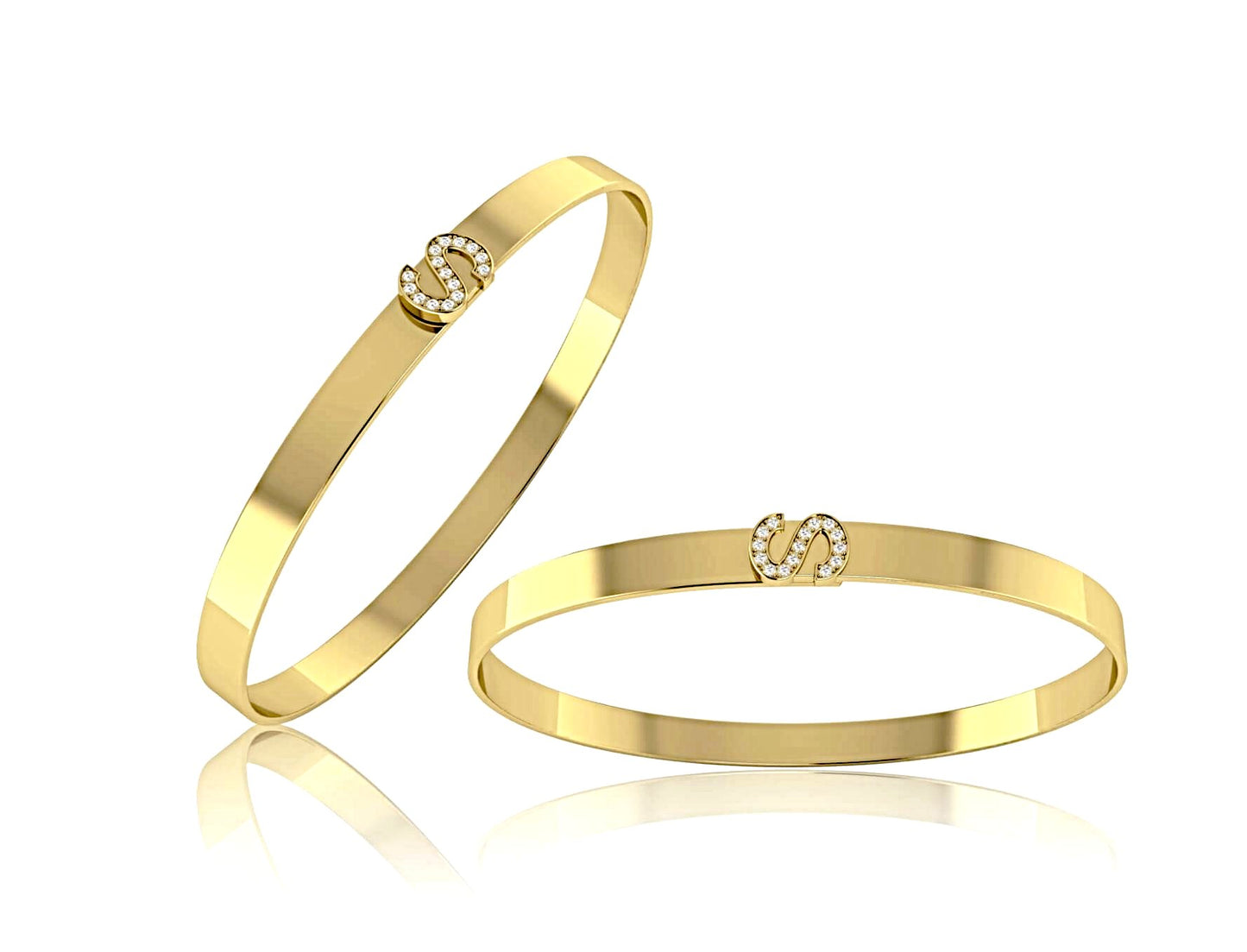 LUCY MALIKA PERSONALIZED INITIAL BANGLE BRACELET