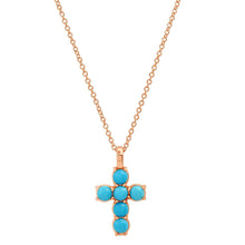 Load image into Gallery viewer, LUCY MALIKA TURQIOSE CROSS NECKLACE
