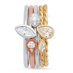 LUCY BRIDAL NAVETTE TWISTED PEAR STACKER