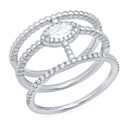 LUCY MALIKA TRIO-BAR NAVETTE RING