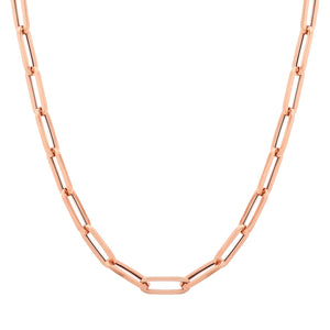 14K Gold Long Link paperclip Chain Necklace