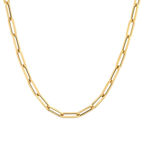 14K Gold Long Link paperclip Chain Necklace